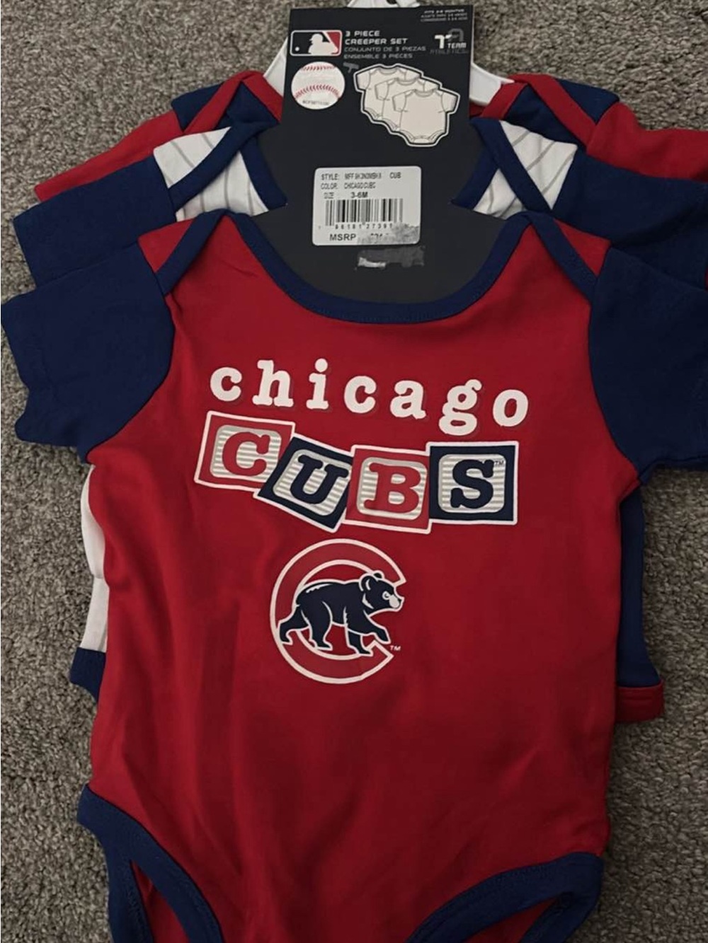 MLB Chicago Cubs Red and Navy Baby Bodysuit Set